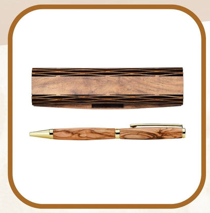 Stylo à Bille en Bois d’Olivier avec Coffret en Bois