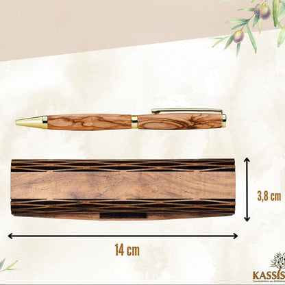 Stylo à Bille en Bois d’Olivier avec Coffret en Bois