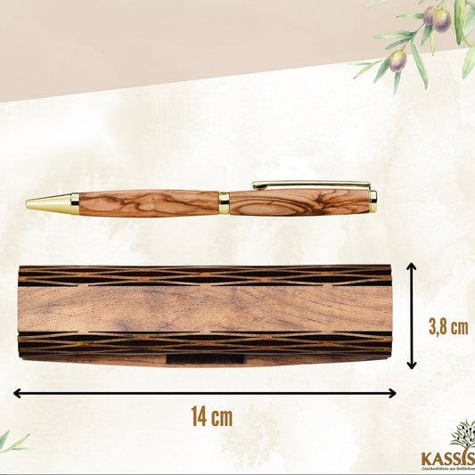 Stylo à Bille en Bois d’Olivier avec Coffret en Bois