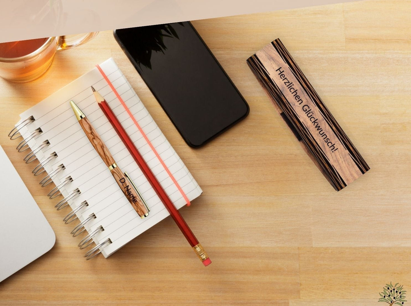 Stylo à Bille en Bois d’Olivier avec Coffret en Bois