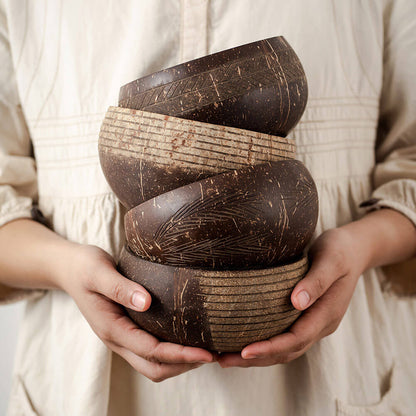 Bols & Cuillères en Noix de Coco Écologiques – Lot de 4