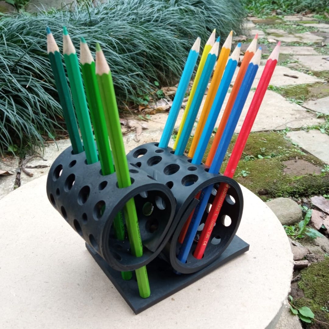 Pot à Crayons Écologique | Organisateur de Bureau en Caoutchouc Recyclé