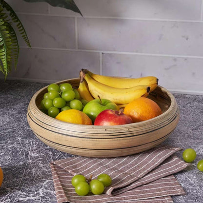 Bol à Fruits en Bambou & Bol Décoratif (Naturel Foncé)