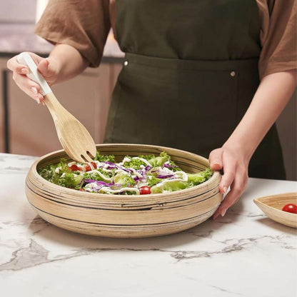 Bol à Fruits en Bambou & Bol Décoratif (Naturel Foncé)